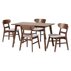 Baxton Studio Fremont Wood 5-Piece Dining Set - Mid-Century Modern Table with Matching Chairs for Dining Room or Kitchen